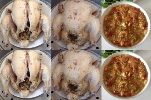 สูตร ไก่นึ่งสมุนไพรน้ำจิ้มถั่วตัด